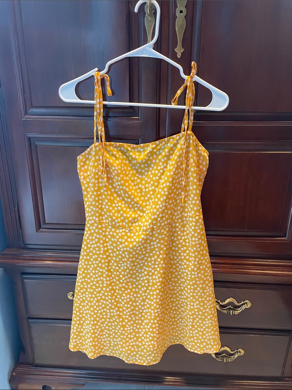 Yellow Polka Dot Tie-Strap Sundress